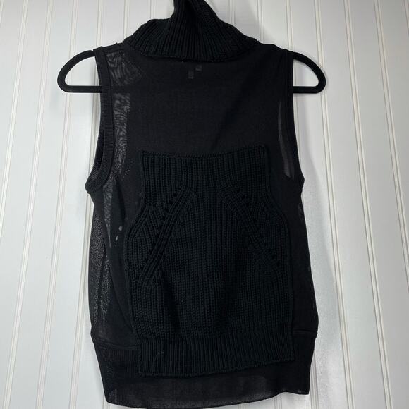 1. State Women's Black Sleeveless Mesh Turtle Neck Pullover Knit Sweater Small - Picture 7 of 12